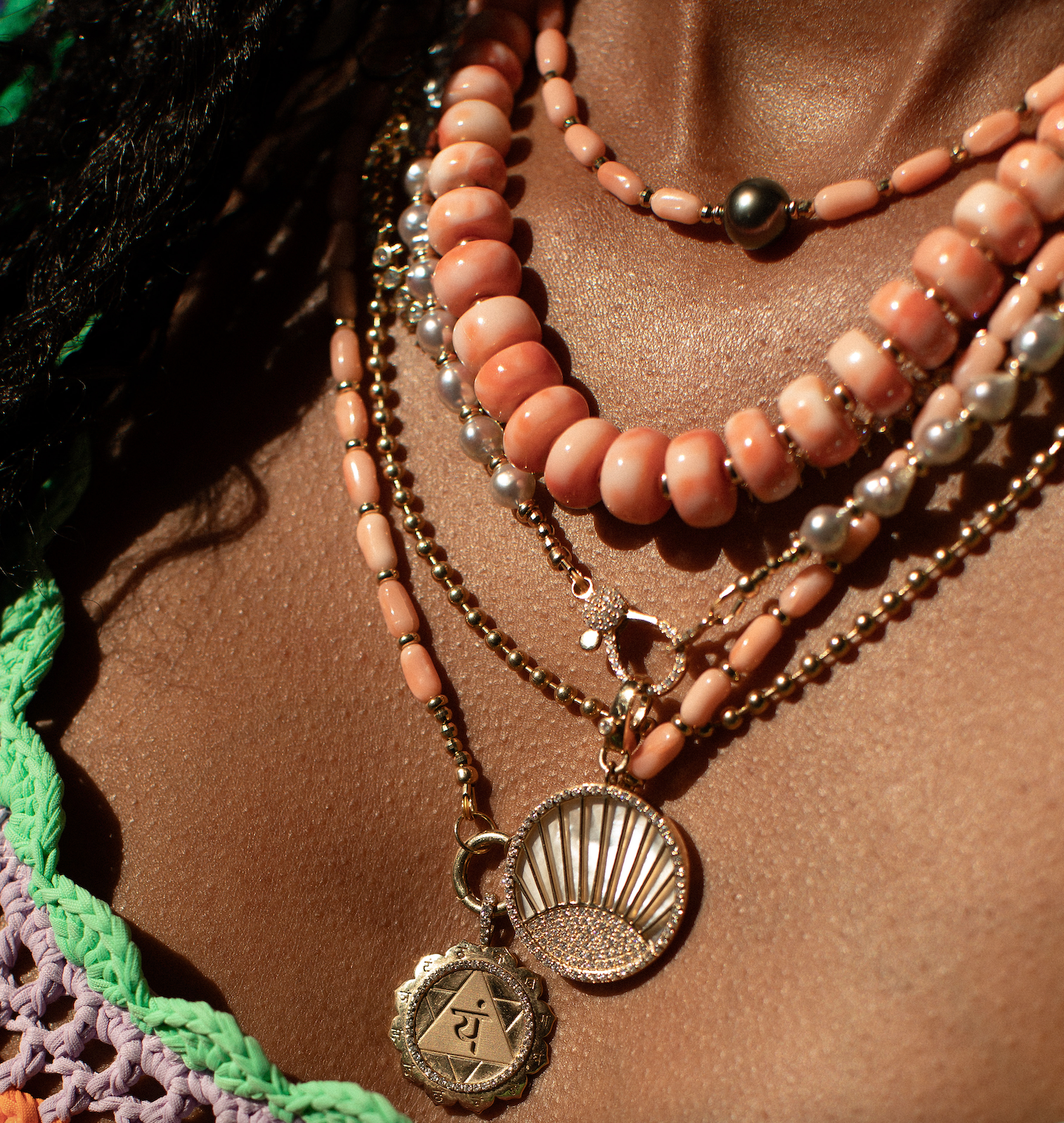 PINK ANGEL CORAL & TAHITIAN PEARL NECKLAC