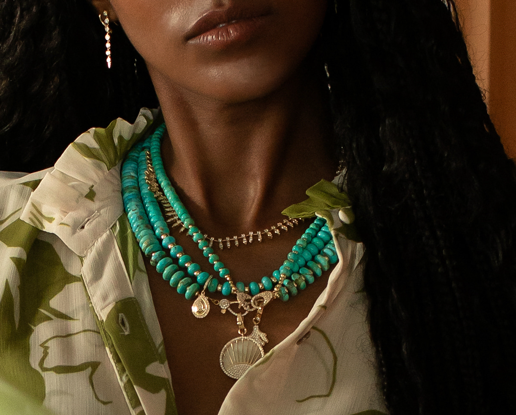 TURQUOISE & DIAMOND CUFF NECKLACE
