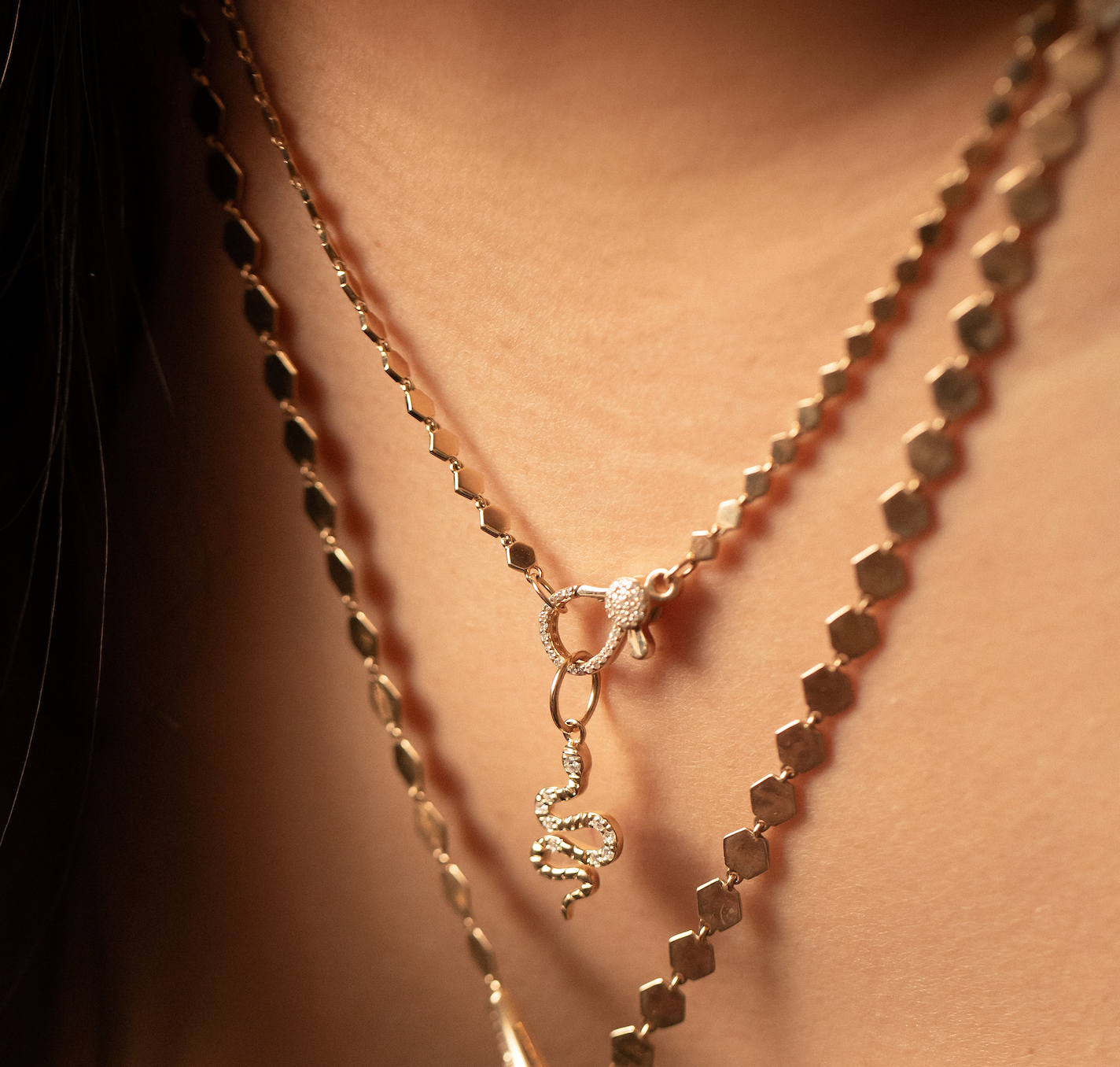 SOLID 14K GOLD SPARKLE CHAIN WITH DIAMOND CLASP