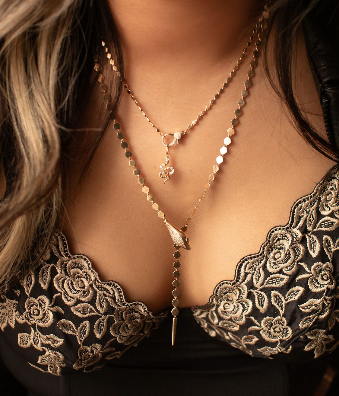 SOLID 14K GOLD SPARKLE CHAIN WITH DIAMOND CLASP