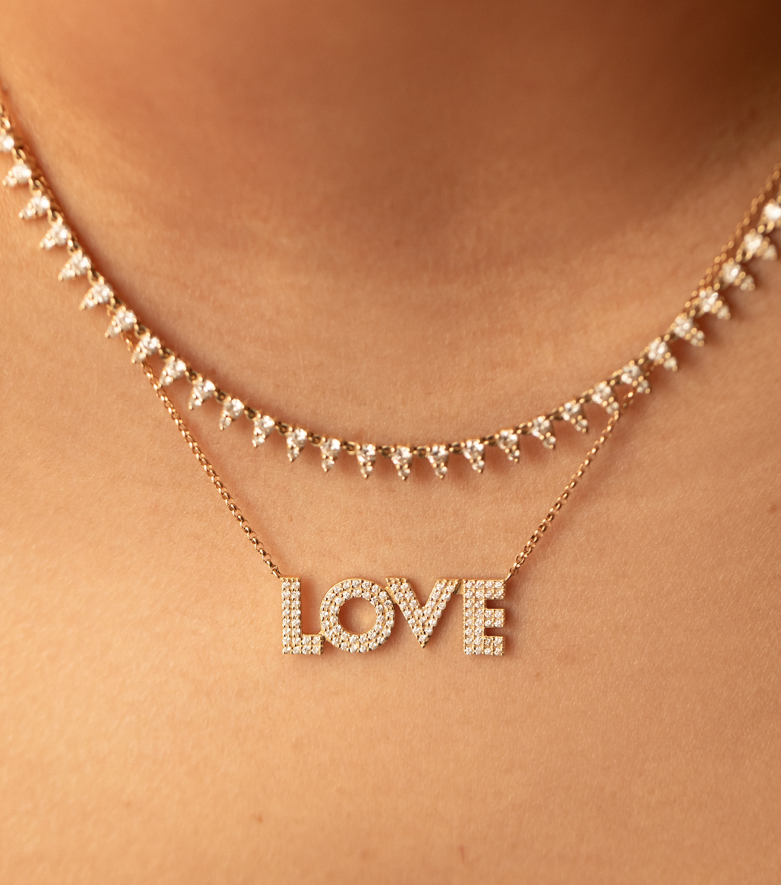 14K GOLD DIAMOND LOVE NECKLACE