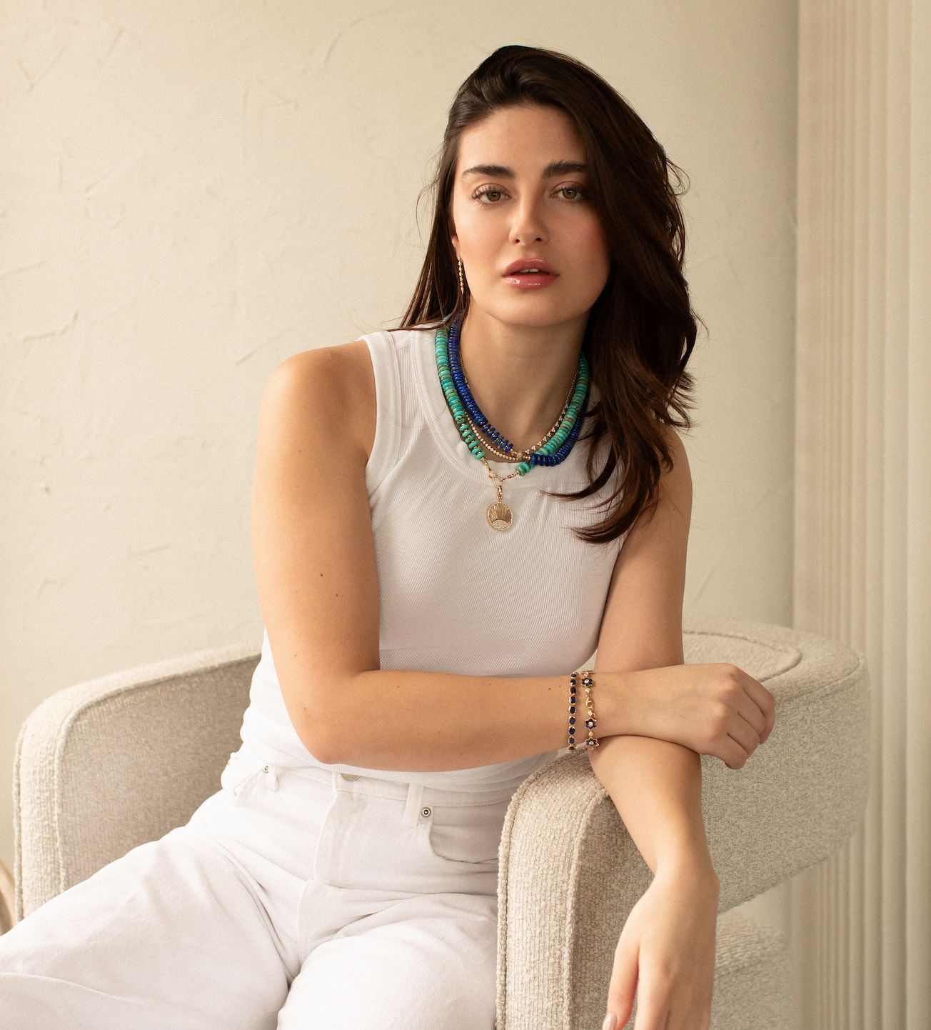 14K GOLD LAPIS NECKLACE WITH DIAMOND FOCAL BEAD