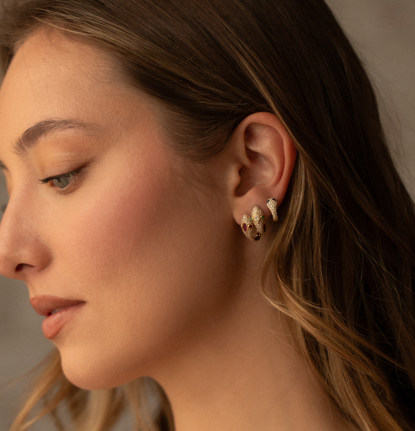 RUBY & DIAMOND SERPENT EARRING