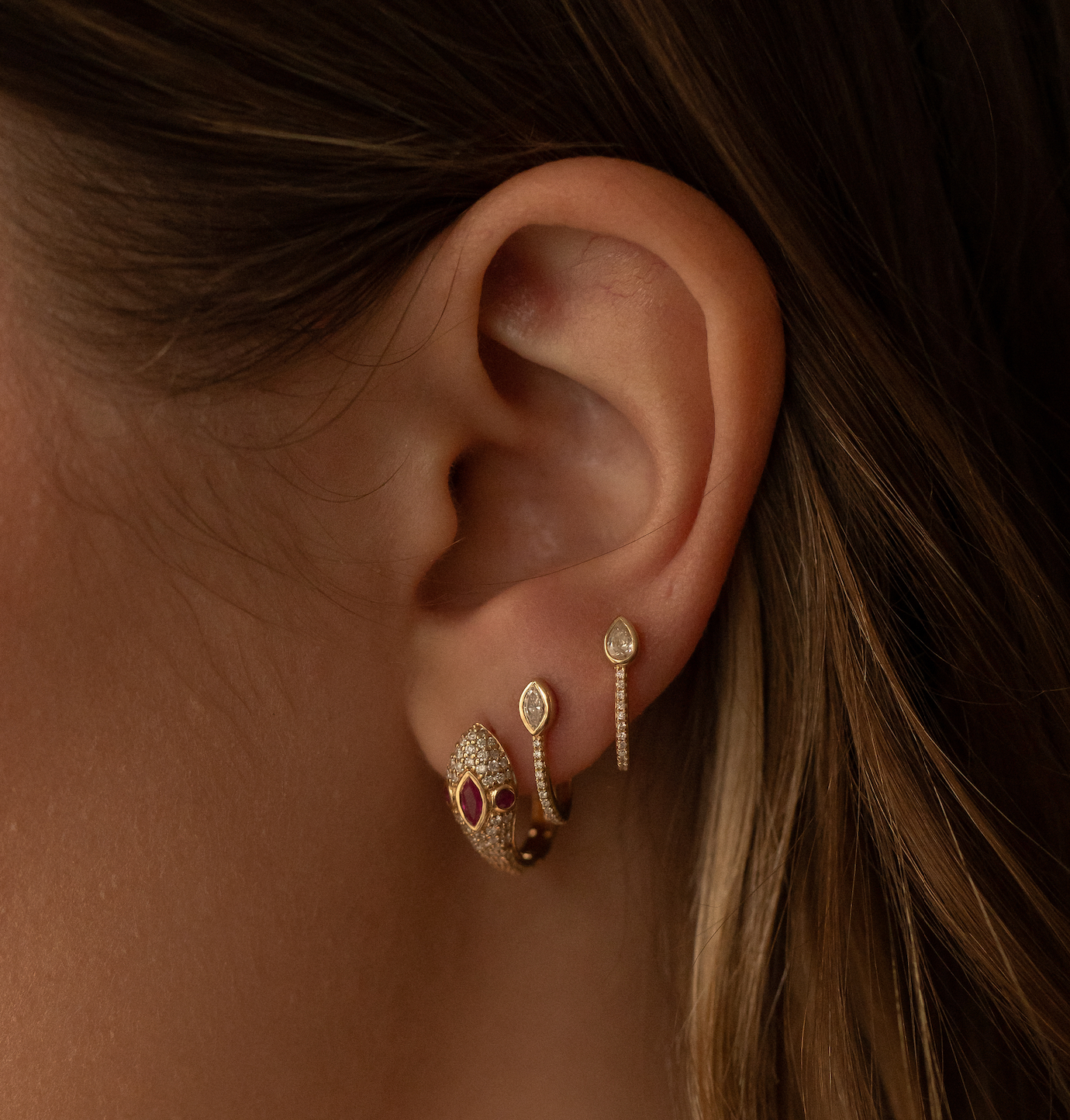 RUBY & DIAMOND SERPENT EARRING