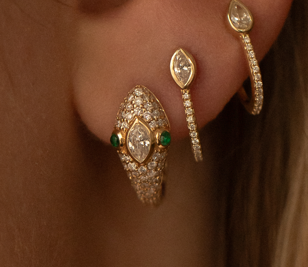 DIAMOND SERPENT EARRING