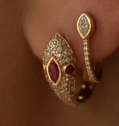 RUBY & DIAMOND SERPENT EARRING
