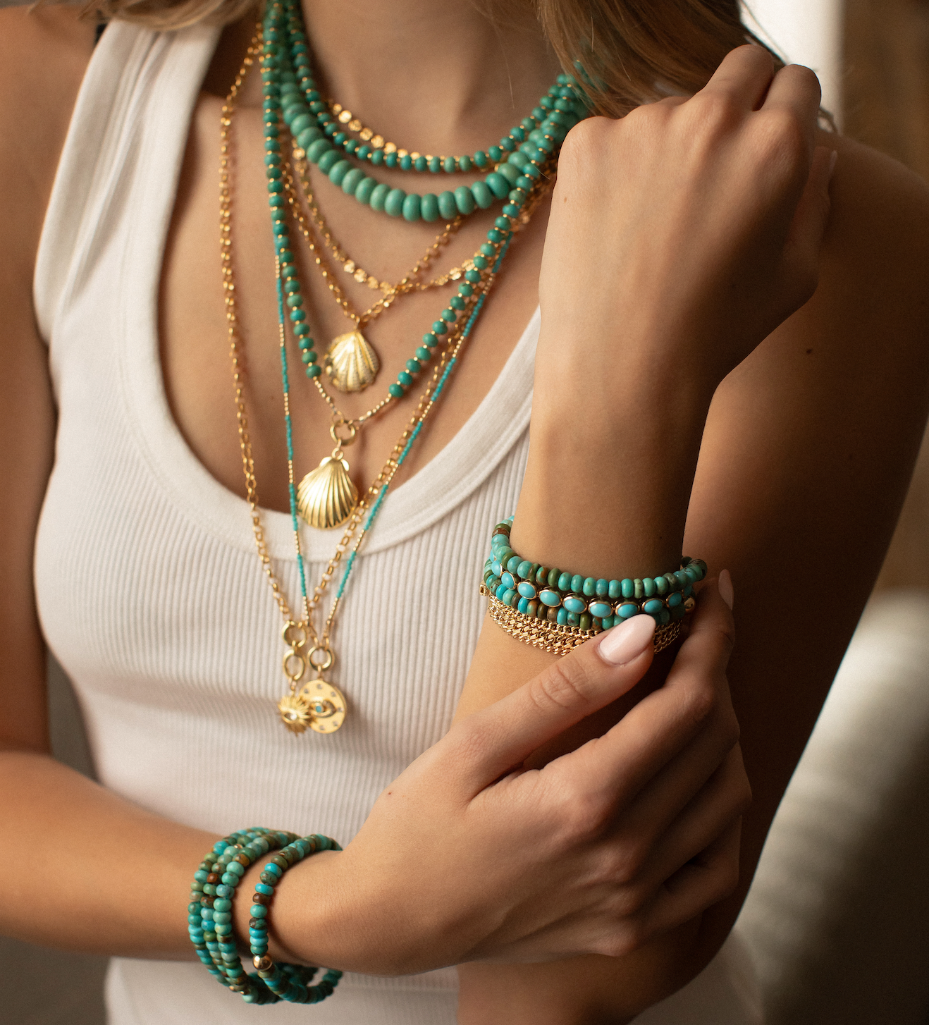 TURQUOISE BEADED NECKLACES