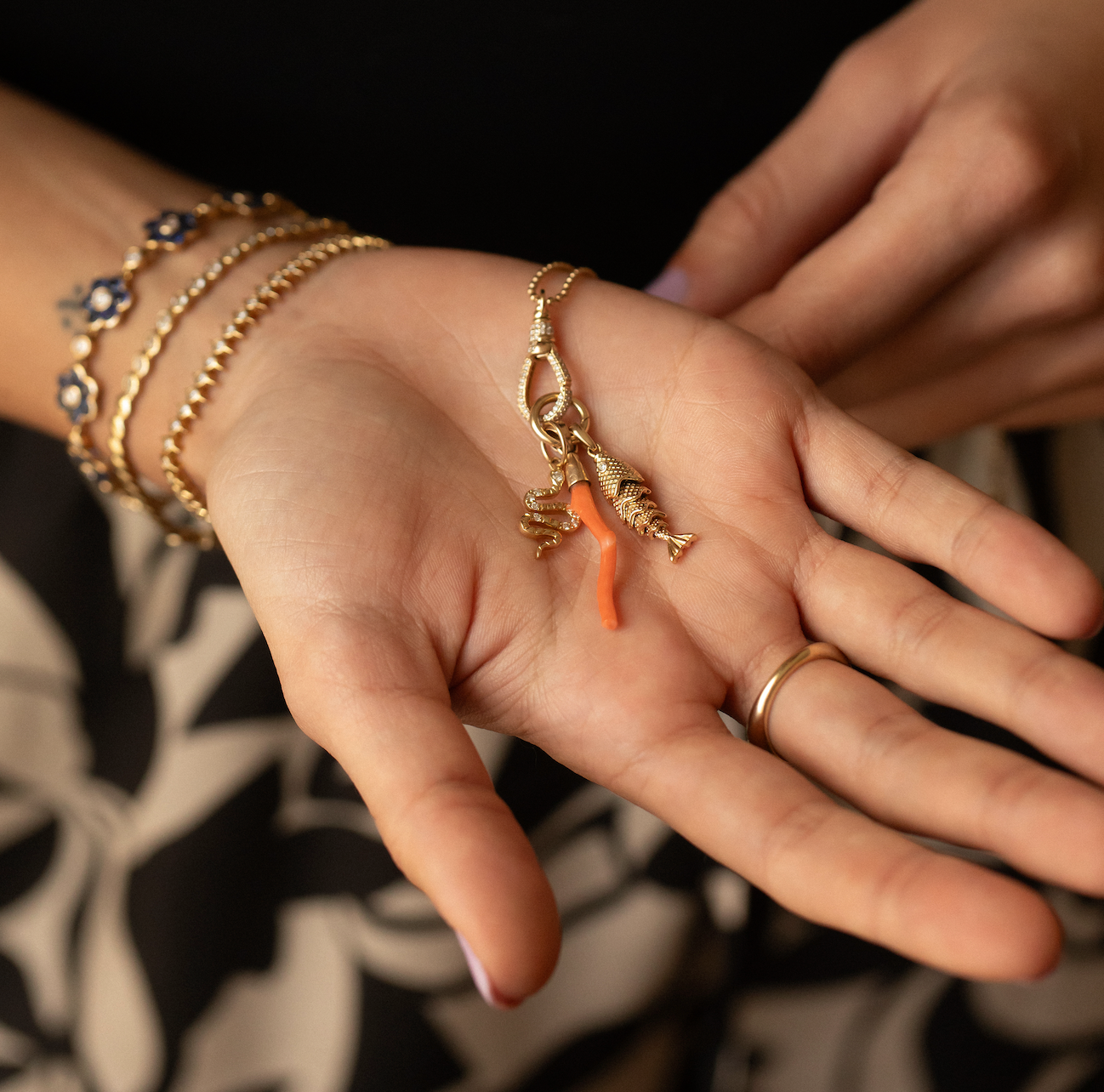 14K GOLD AND DIAMOND FISH CHARM