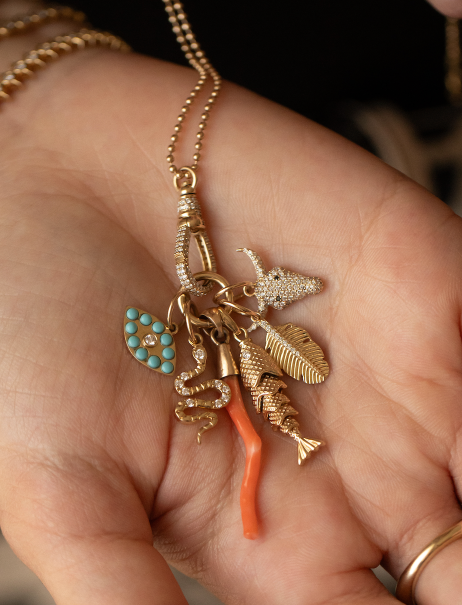 14K GOLD AND DIAMOND FISH CHARM