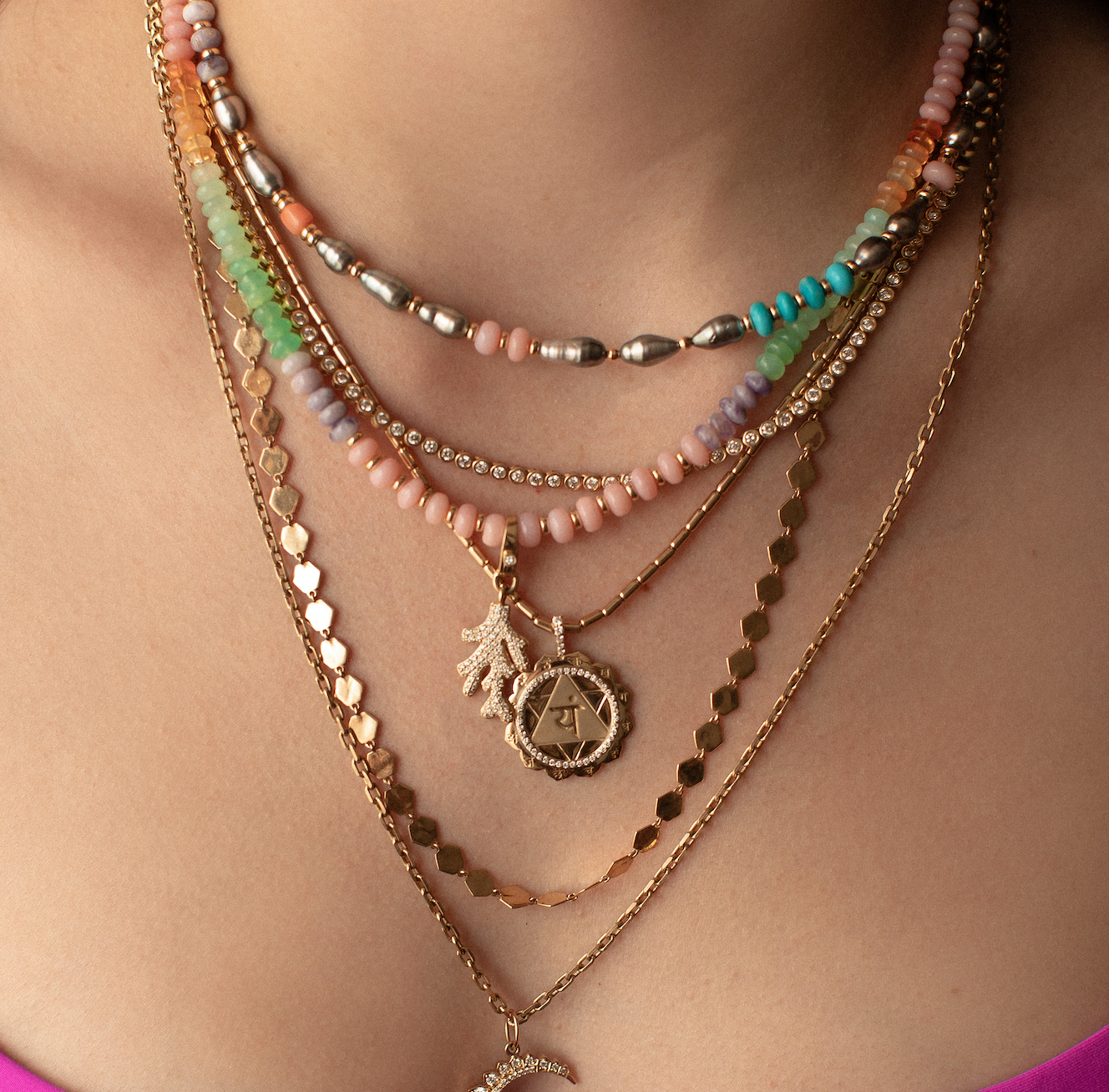 BOHO OPAL RONDELLE NECKLACE