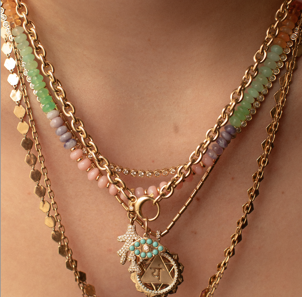 BOHO OPAL RONDELLE NECKLACE