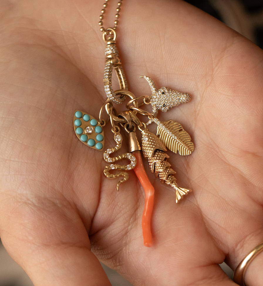 14K GOLD & DIAMOND SERPENT CHARM