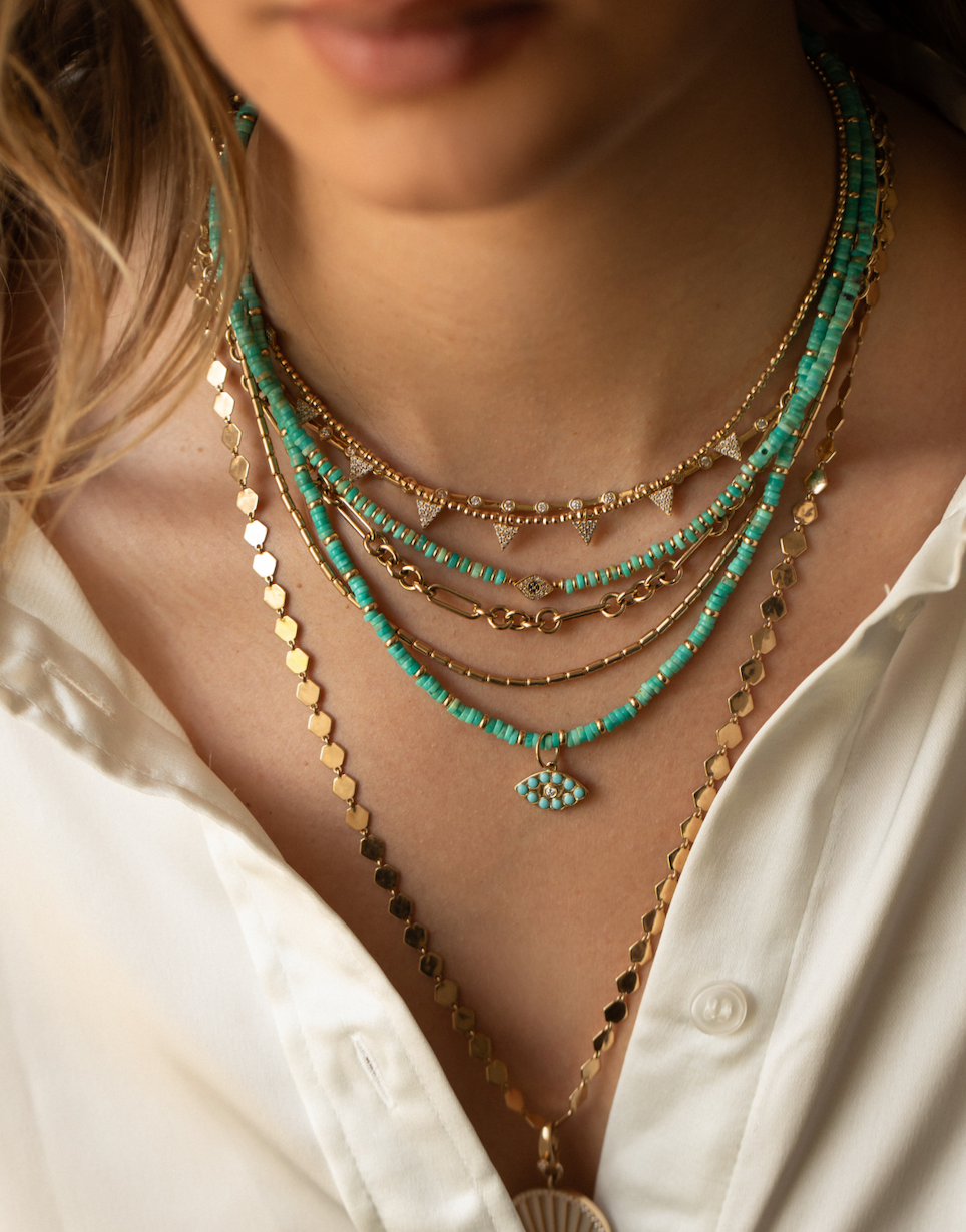 14K GOLD & TURQUOISE PROTECTION NECKLACE