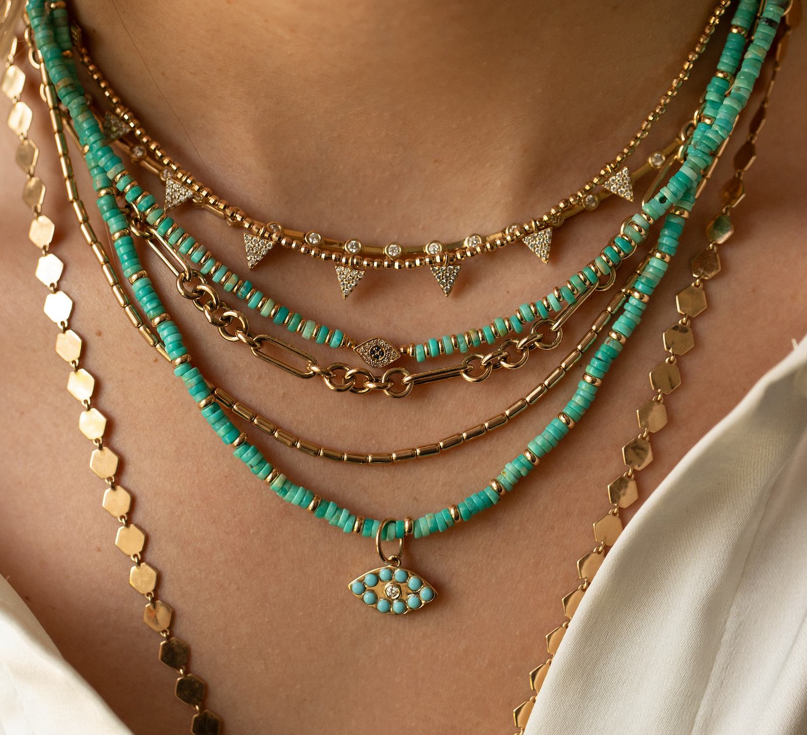 14K GOLD & TURQUOISE PROTECTION NECKLACE
