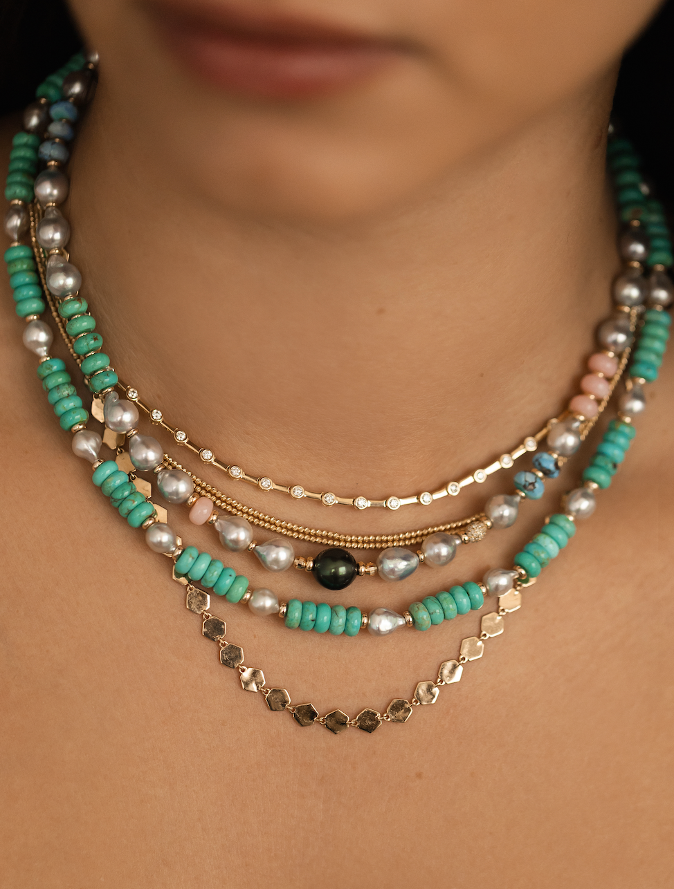 TURQUIOSE & AKOYA PEARL NECKLACE