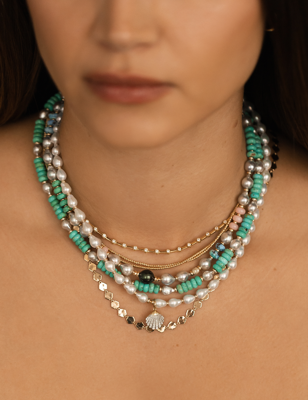 TURQUIOSE & AKOYA PEARL NECKLACE
