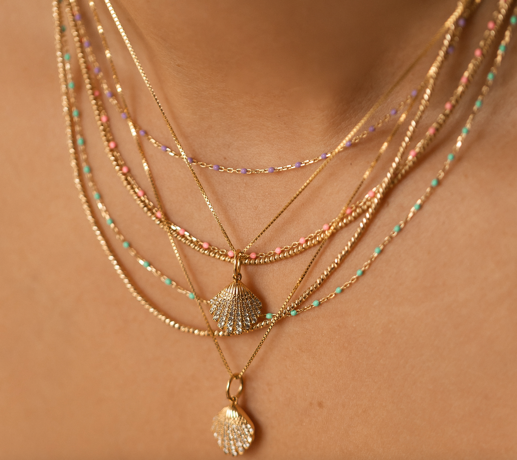 14K GOLD & ENAMEL CHAINS