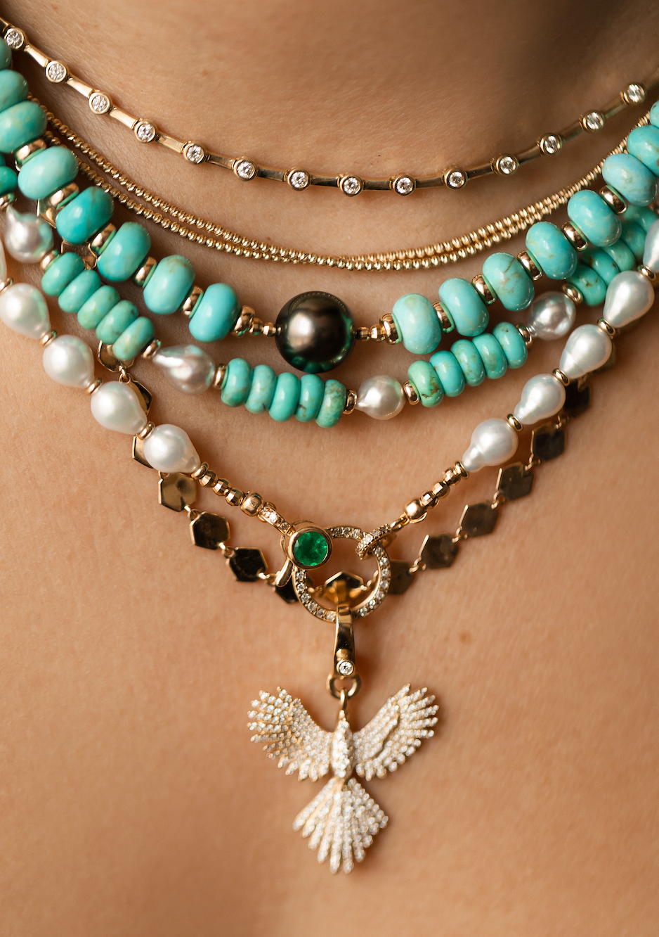 TURQUOISE & TAHITIAN PEARL NECKLACE