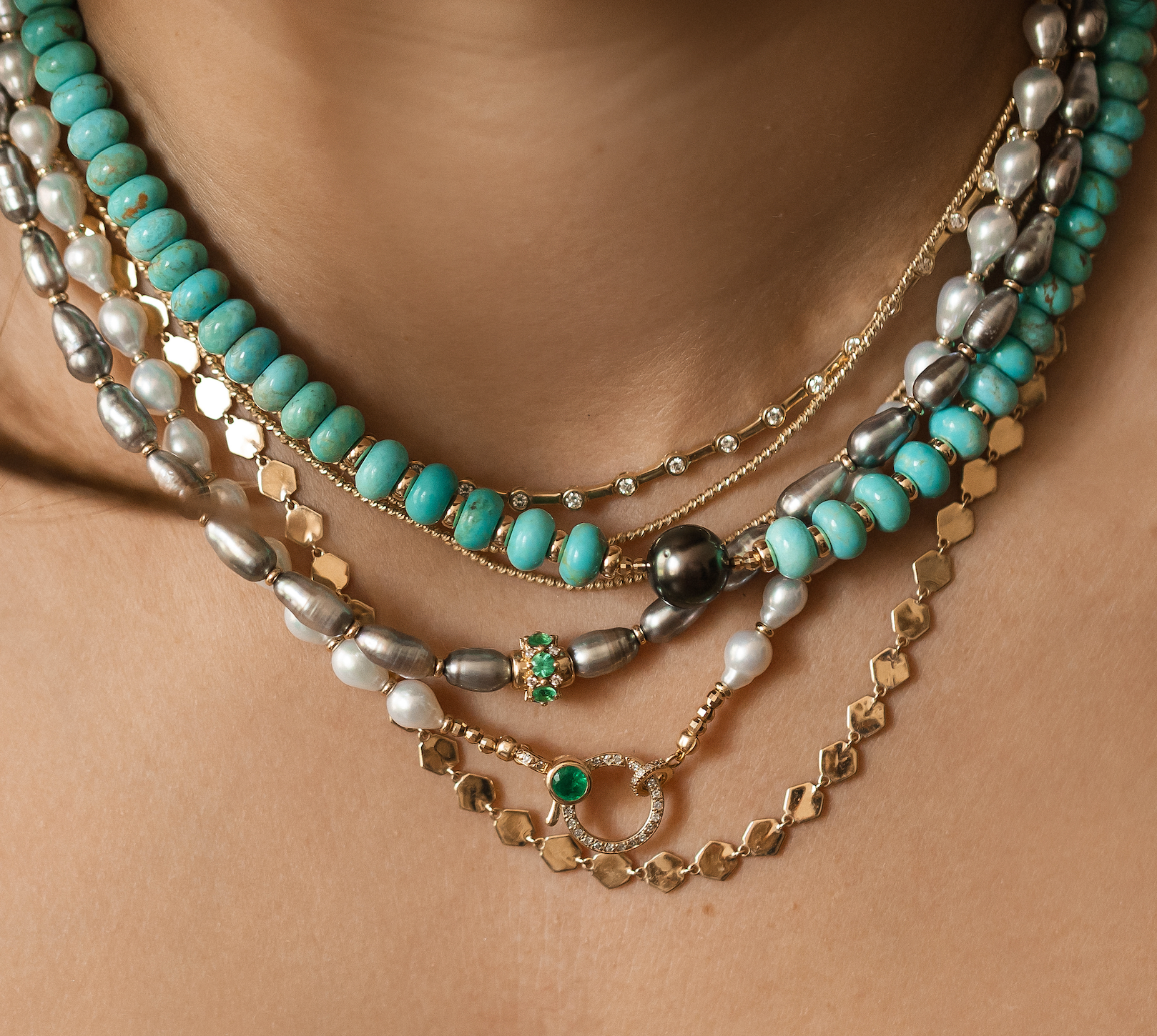TURQUOISE & TAHITIAN PEARL NECKLACE