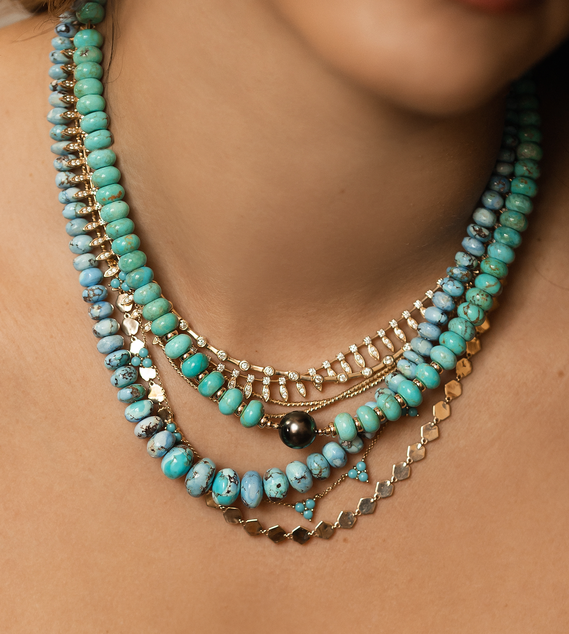 TURQUOISE & TAHITIAN PEARL NECKLACE