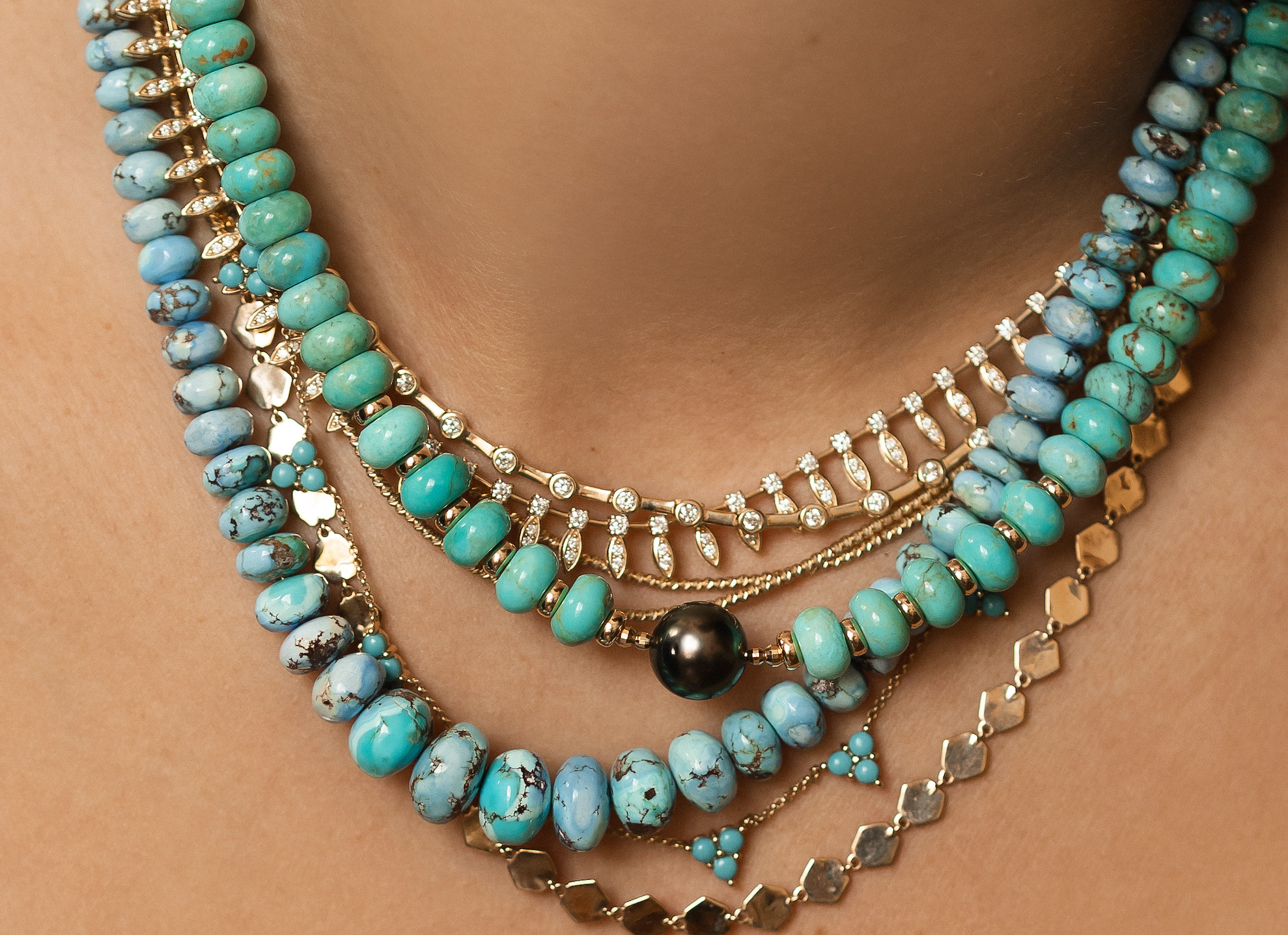 TURQUOISE & TAHITIAN PEARL NECKLACE