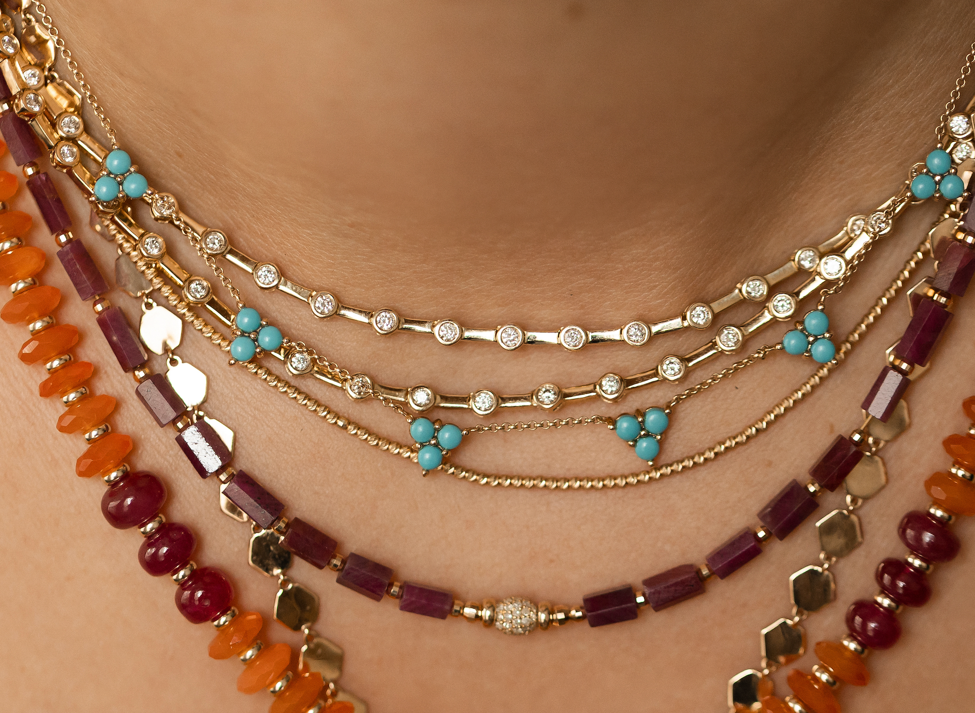 TURQUOISE TRIANGLE CLUSTER NECKLACE