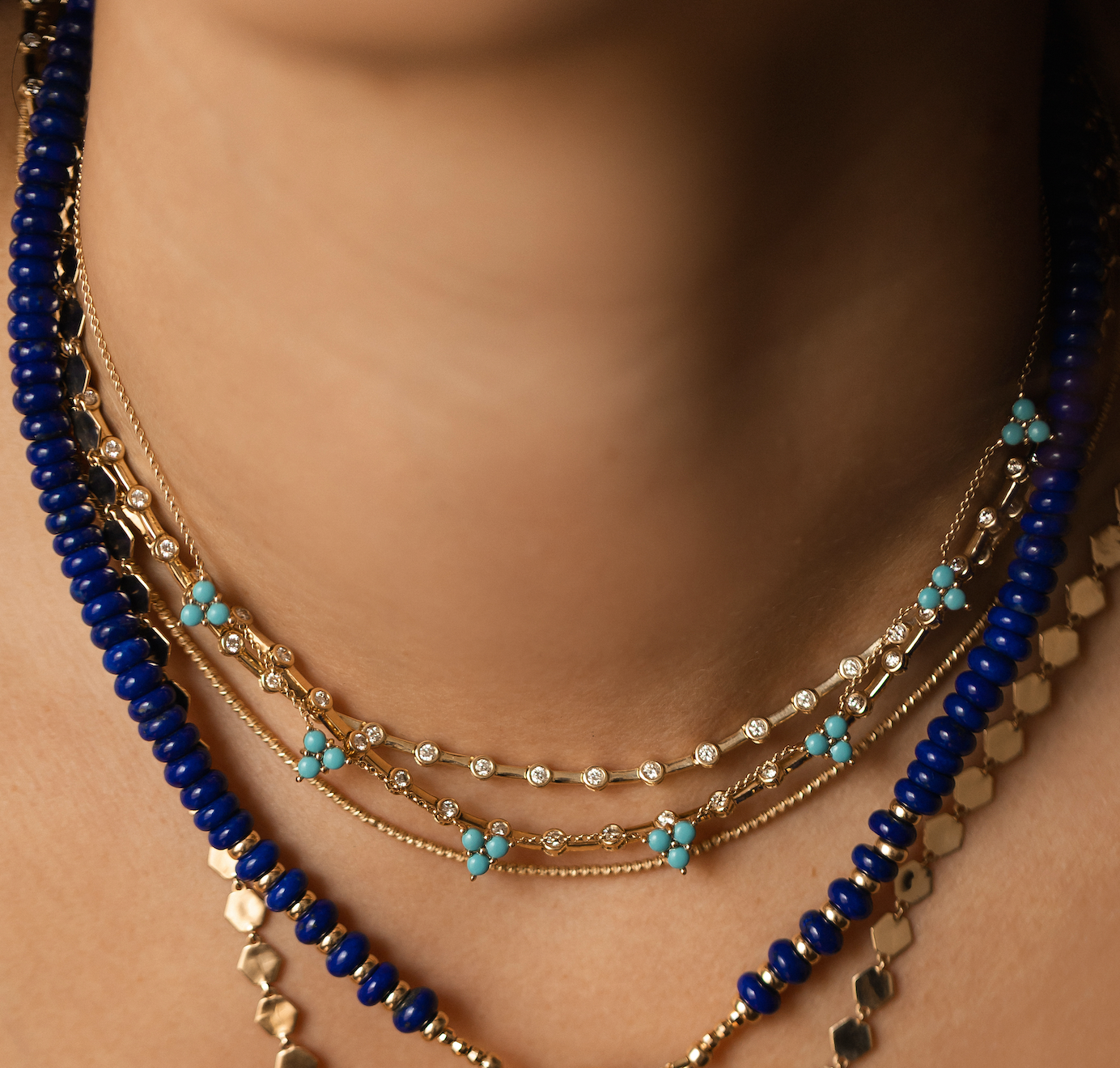 TURQUOISE TRIANGLE CLUSTER NECKLACE