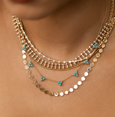 TURQUOISE TRIANGLE CLUSTER NECKLACE