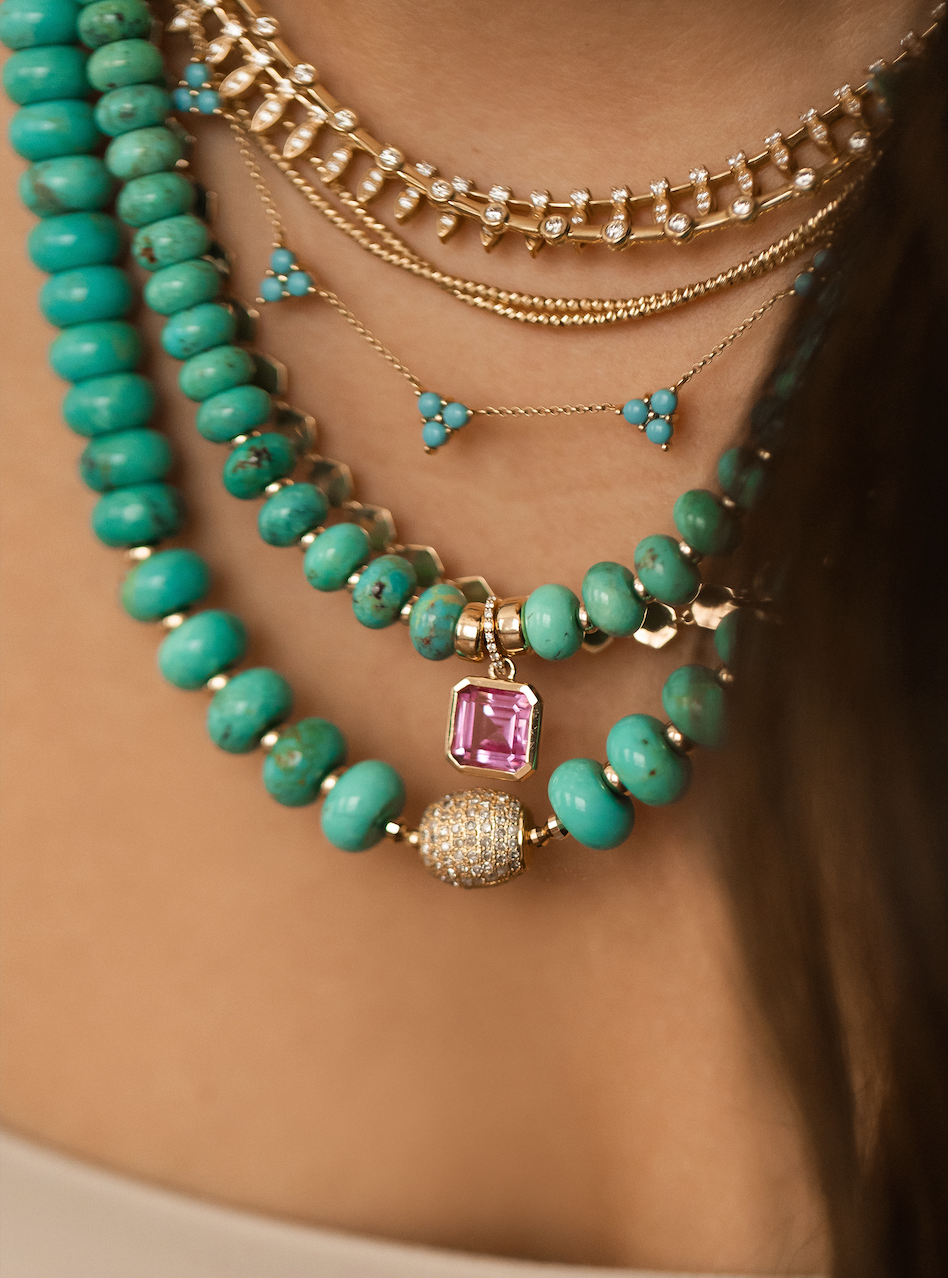 TURQUOISE TRIANGLE CLUSTER NECKLACE