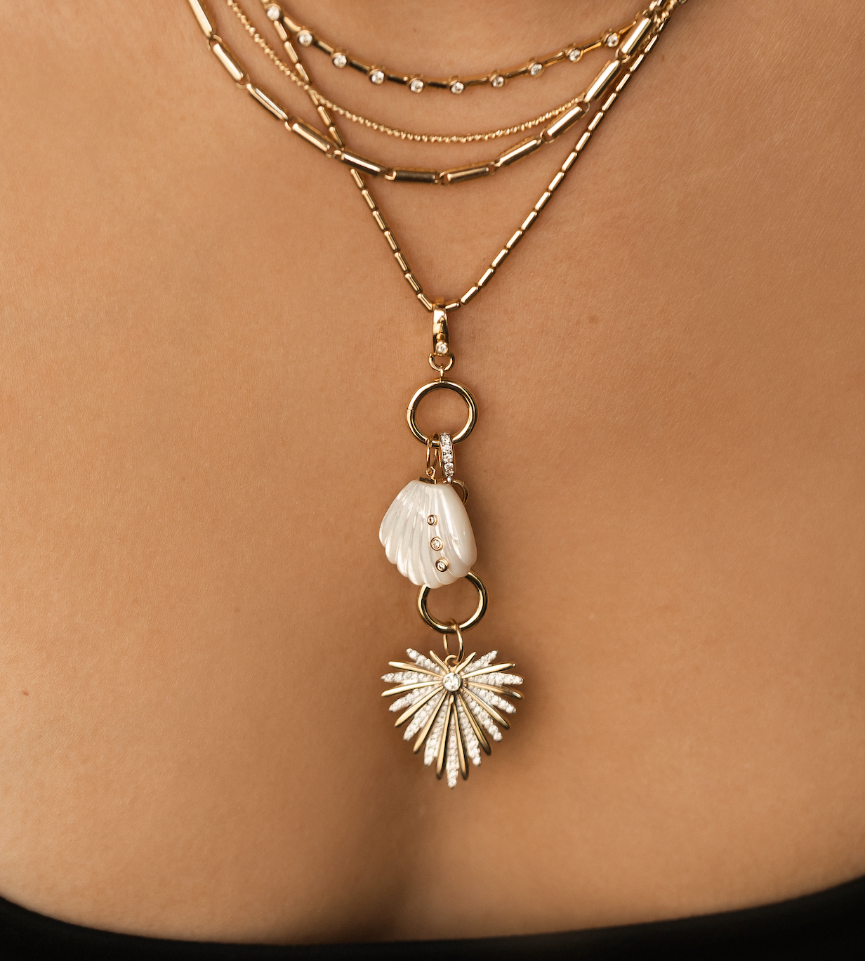 14K GOLD AND DIAMOND CHARM CLIP