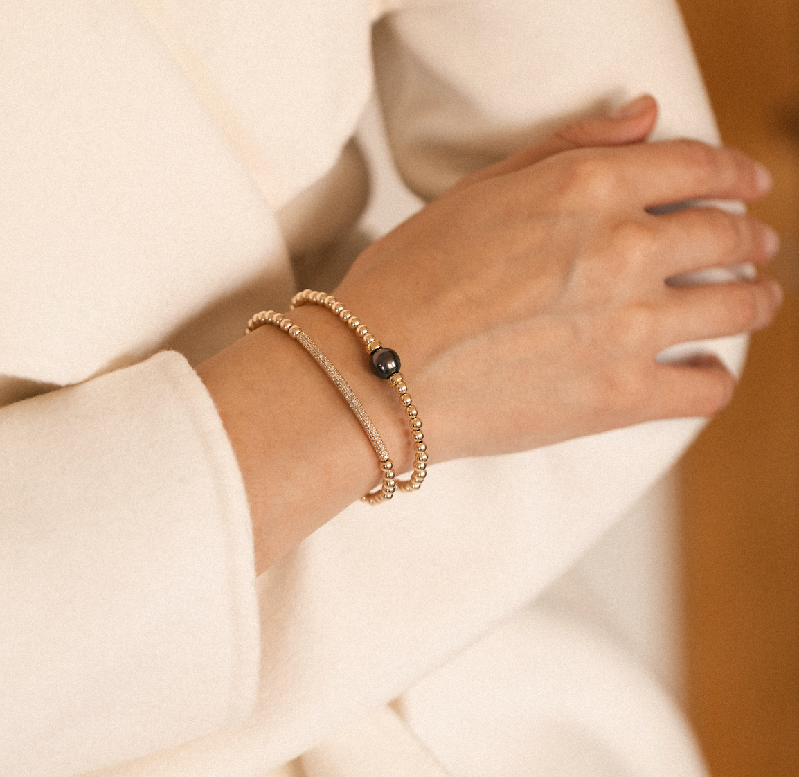 14K GOLD & TAHITIAN PEARL BRACELET