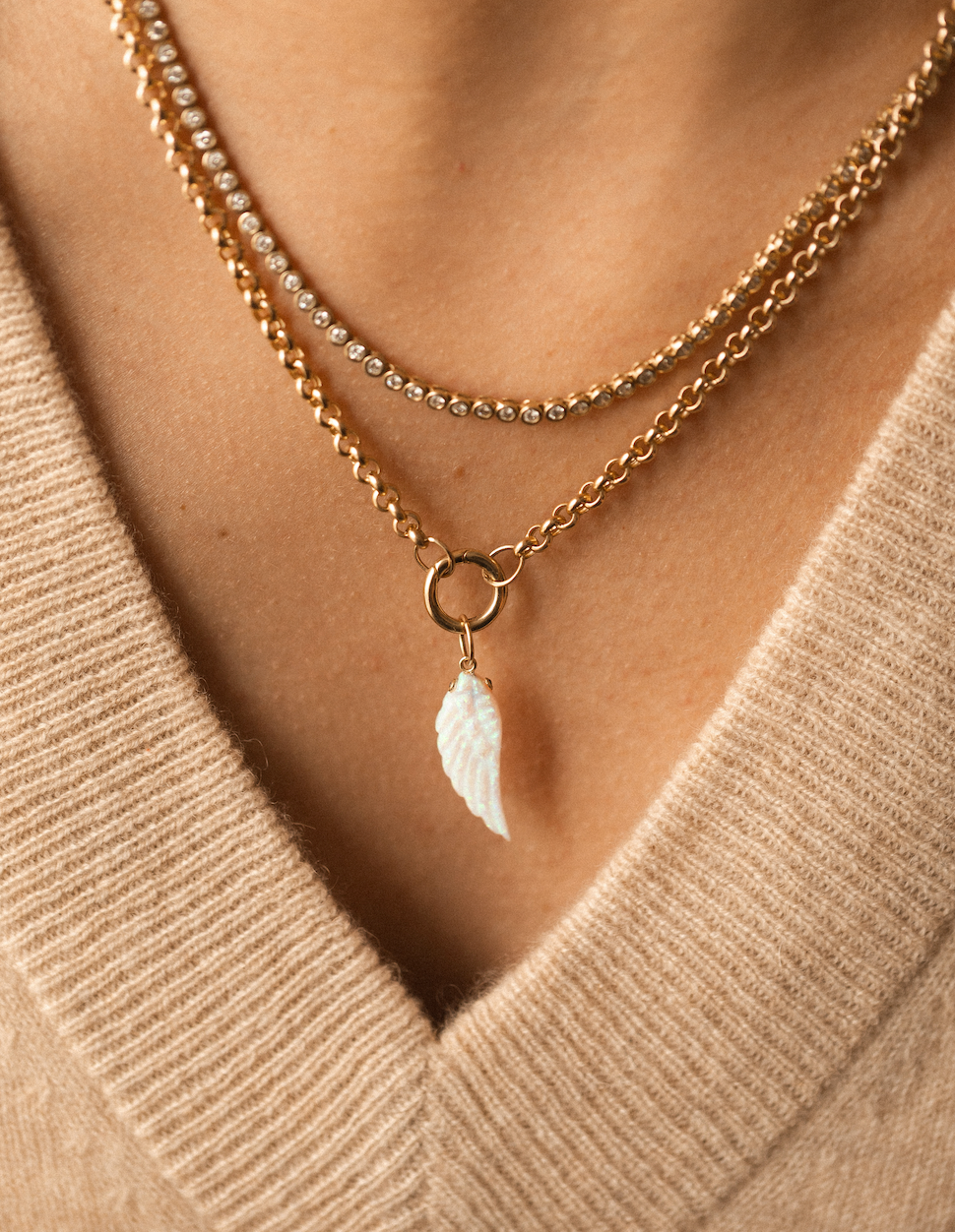 OPAL ANGEL WING CHARM
