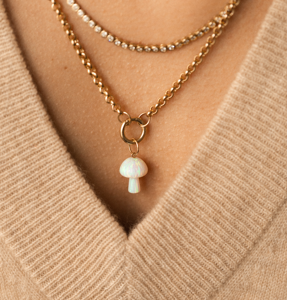 OPAL MUSHROOM CHARM