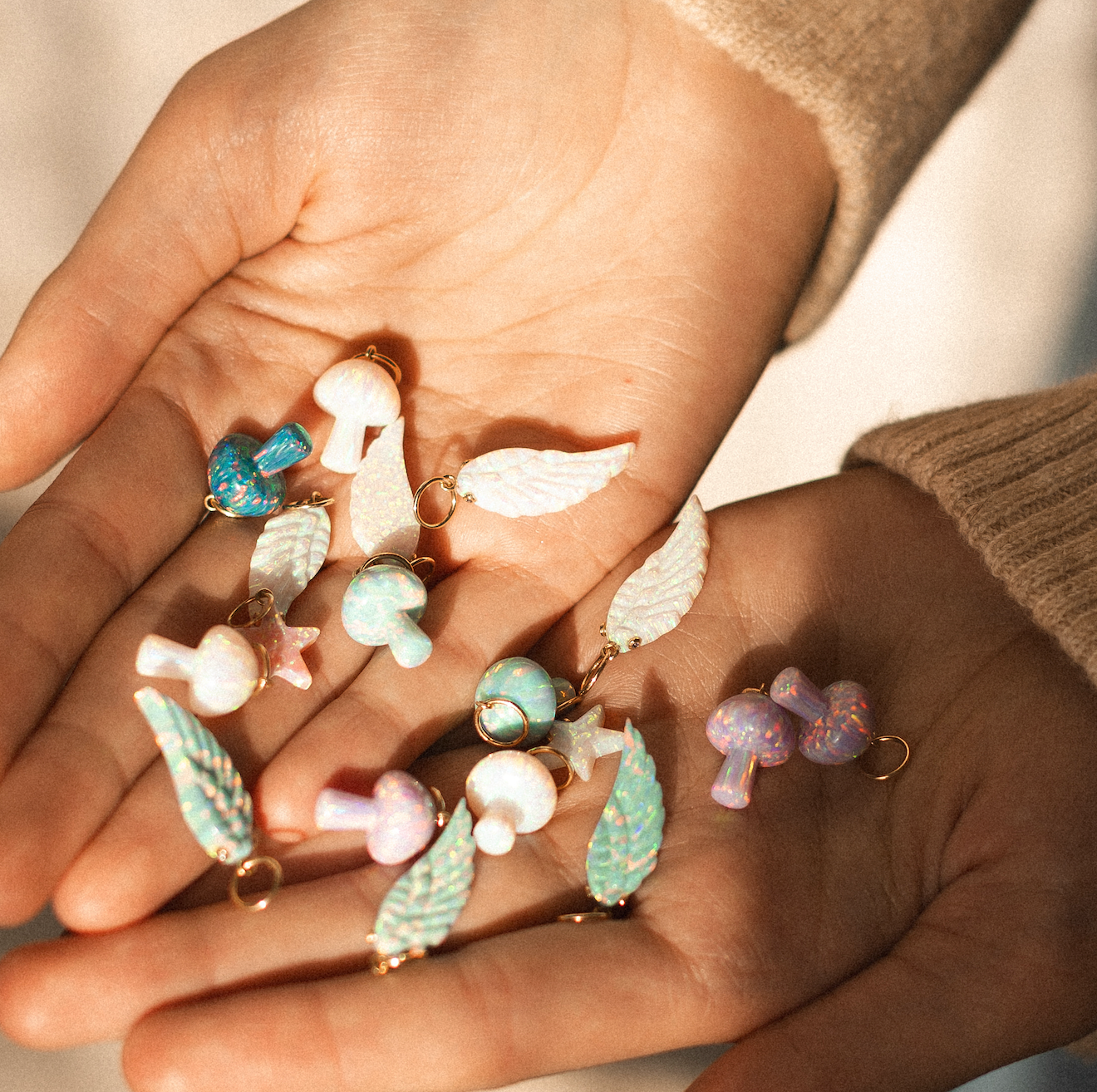 OPAL MUSHROOM CHARM