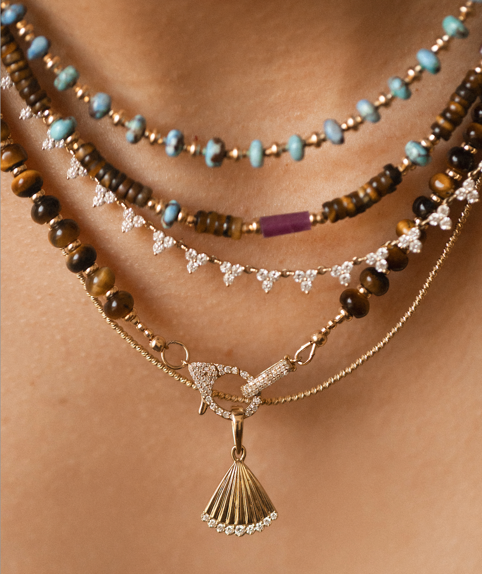 TIGER EYE, RUBY & TURQUIOSE BEADED NECKLACES