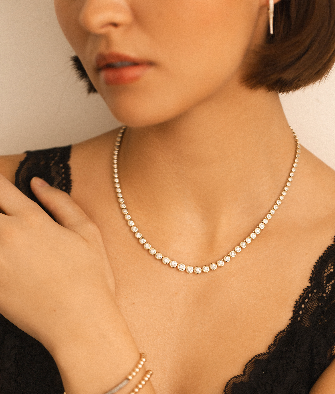 14K GOLD & DIAMOND ILLUSION TENNIS NECKLACE