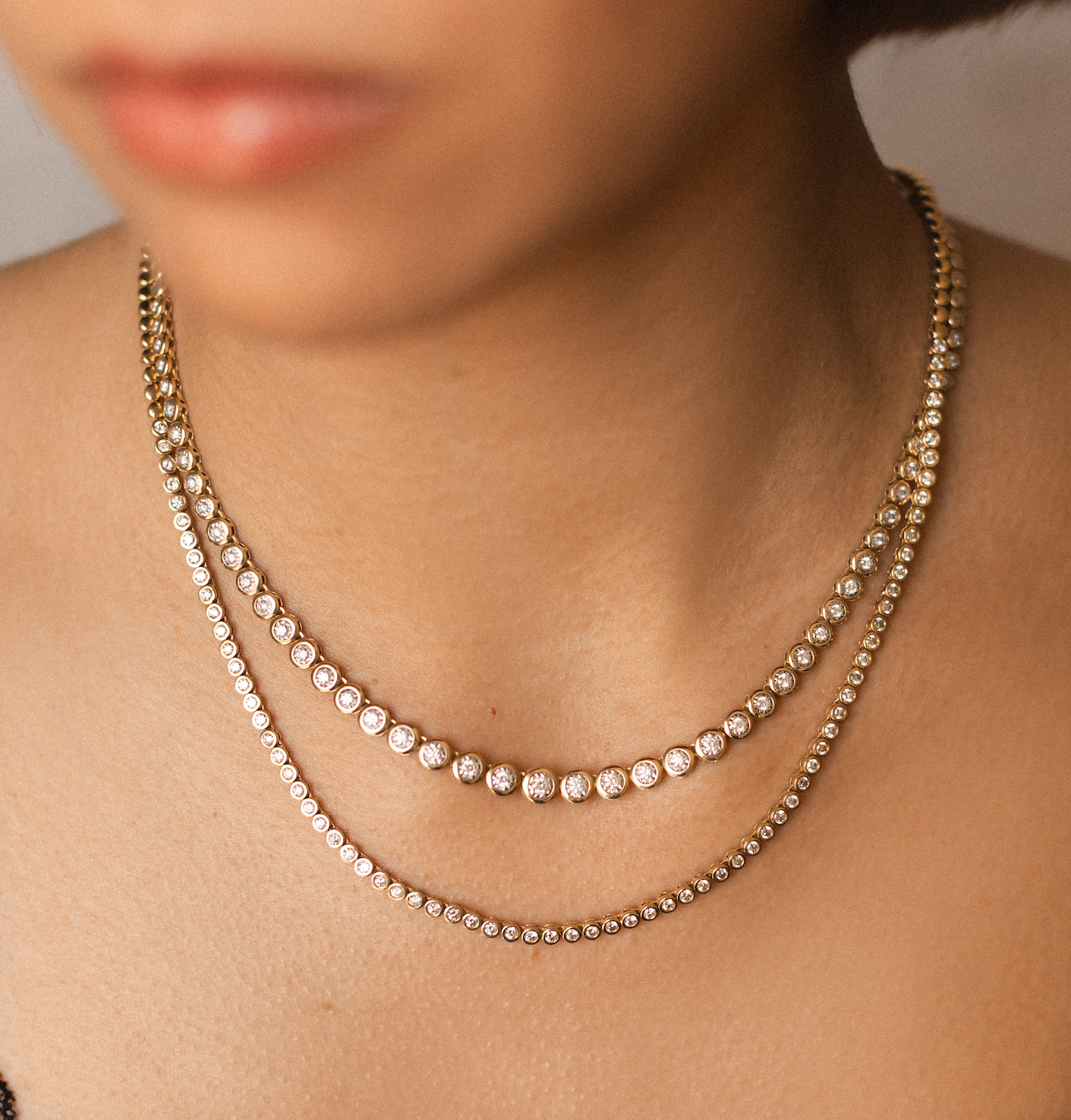 14K GOLD & DIAMOND ILLUSION TENNIS NECKLACE
