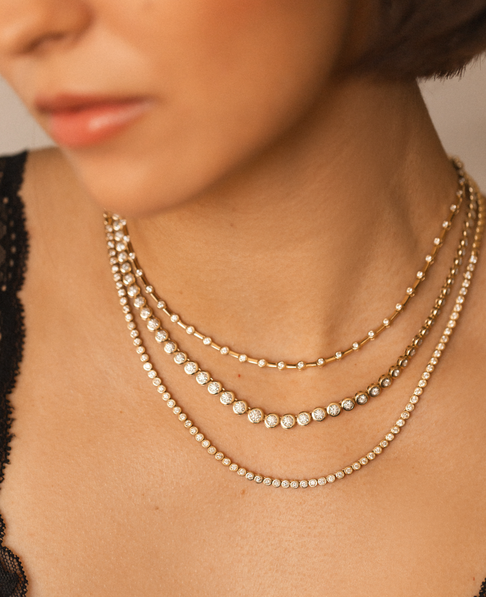 14K GOLD & DIAMOND ILLUSION TENNIS NECKLACE