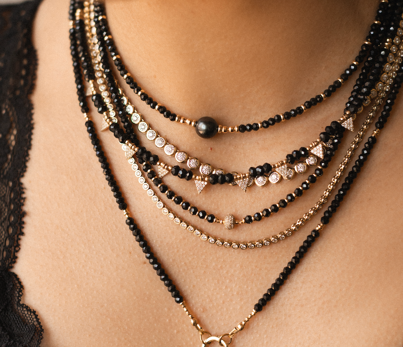 BLACK GEM AND TAHITIAN PEARL NECKLACE