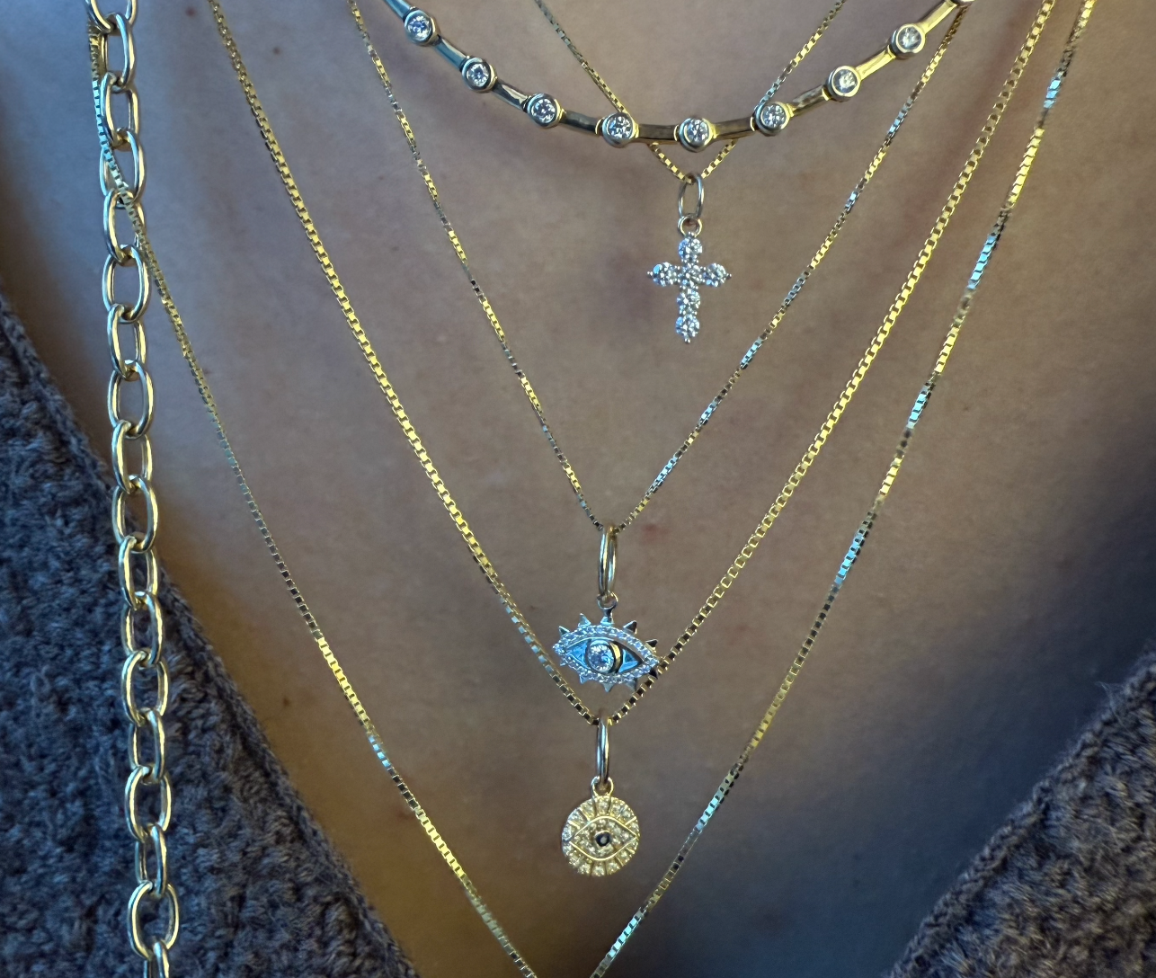 14K GOLD BABY DIAMOND CROSS