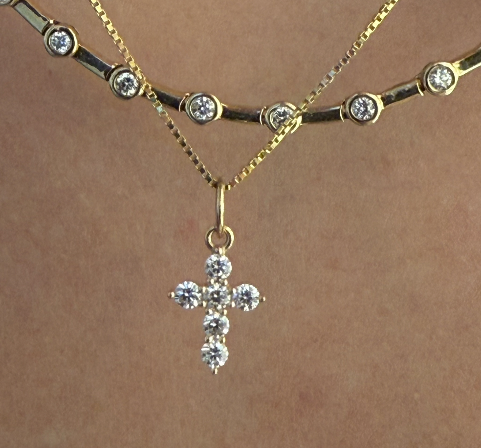 14K GOLD BABY DIAMOND CROSS