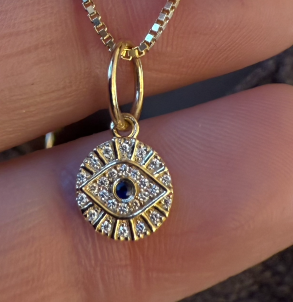 ROUND DIAMOND EVIL EYE PROTECTION CHARM