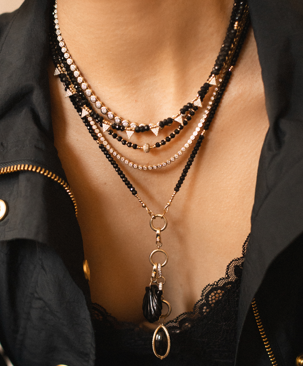 14K GOLD BEZEL DIAMOND TENNIS NECKLACE