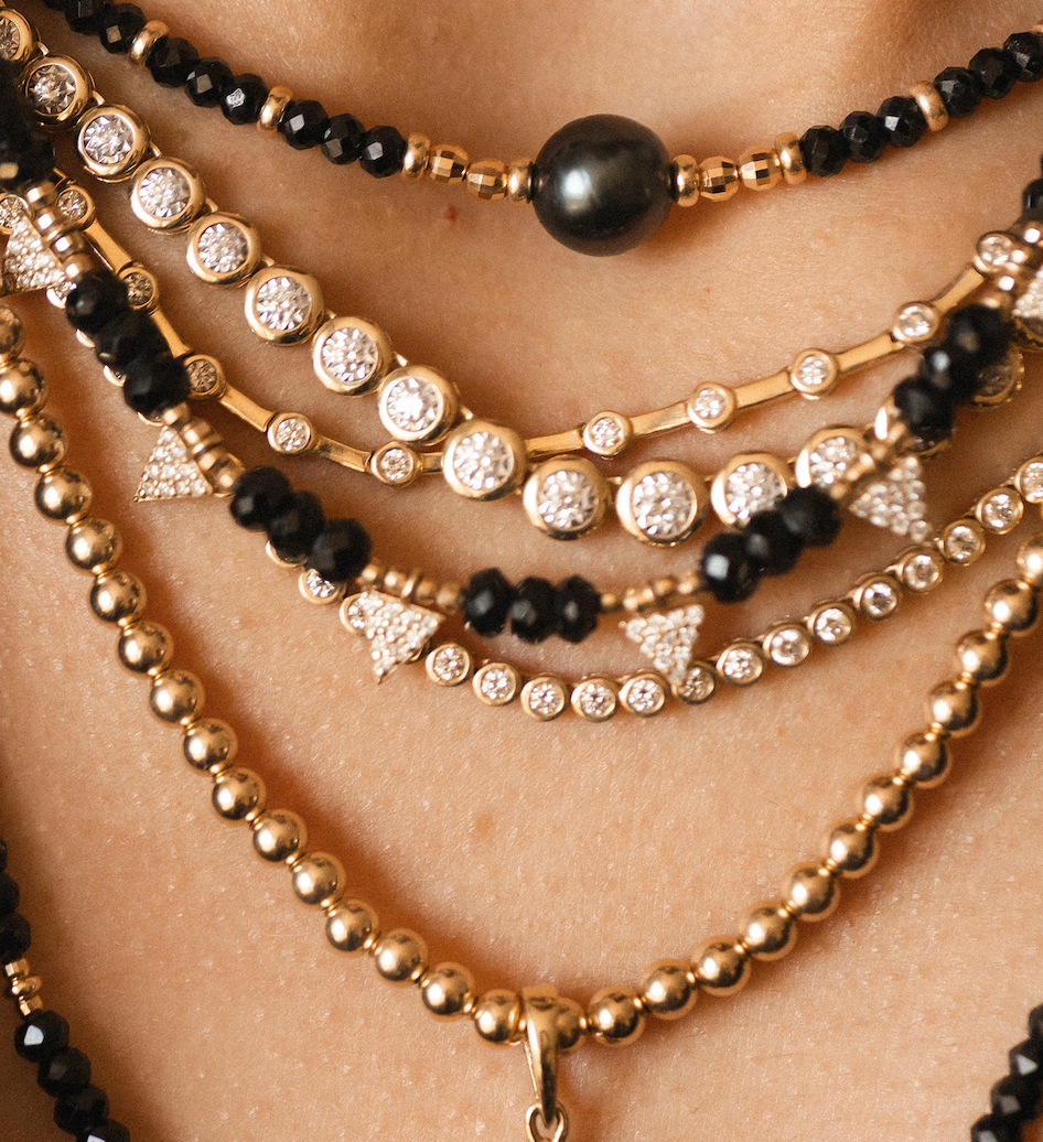 14K GOLD BEZEL DIAMOND TENNIS NECKLACE