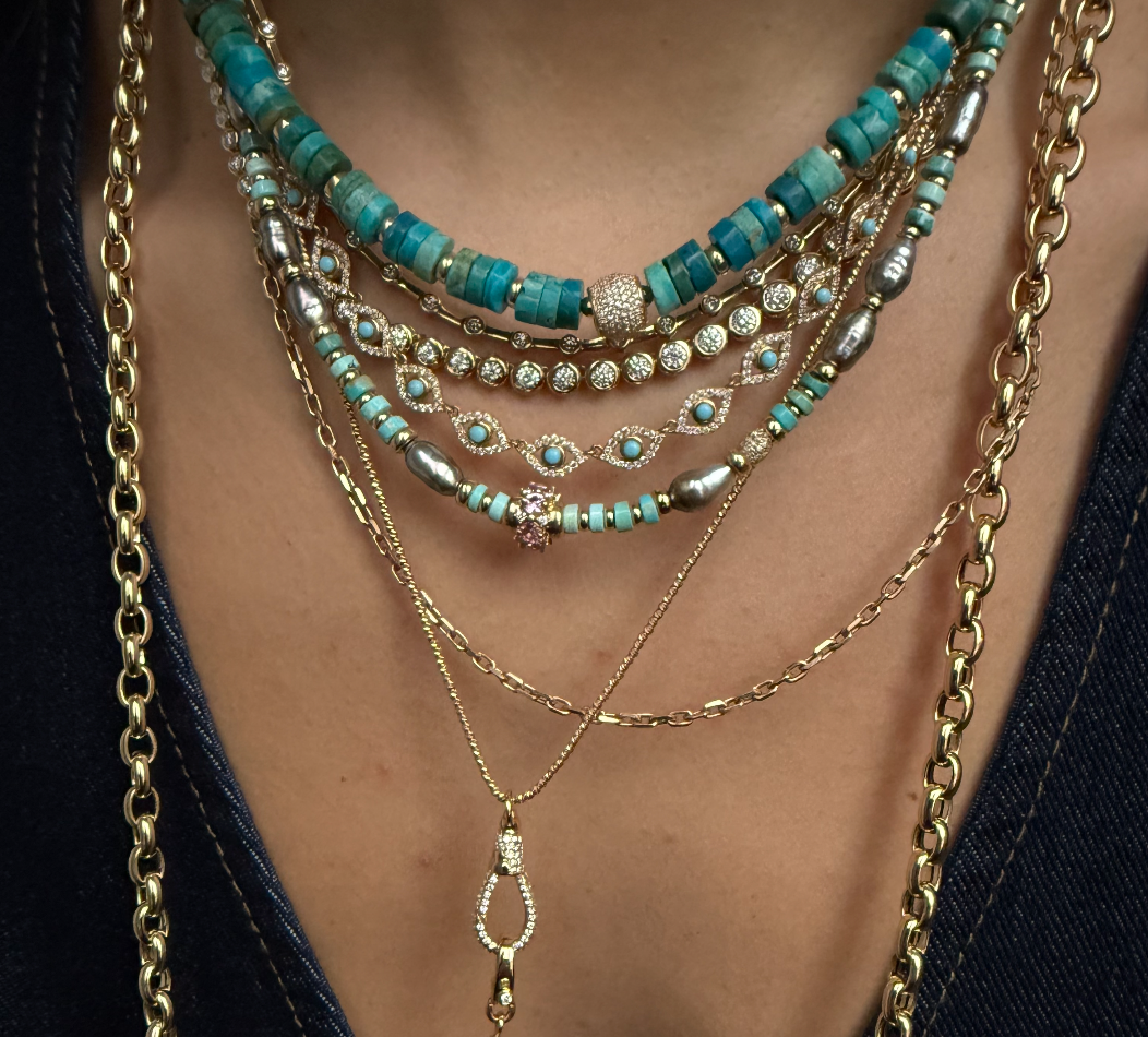 OPAL & DIAMOND BEADED NECKLACE