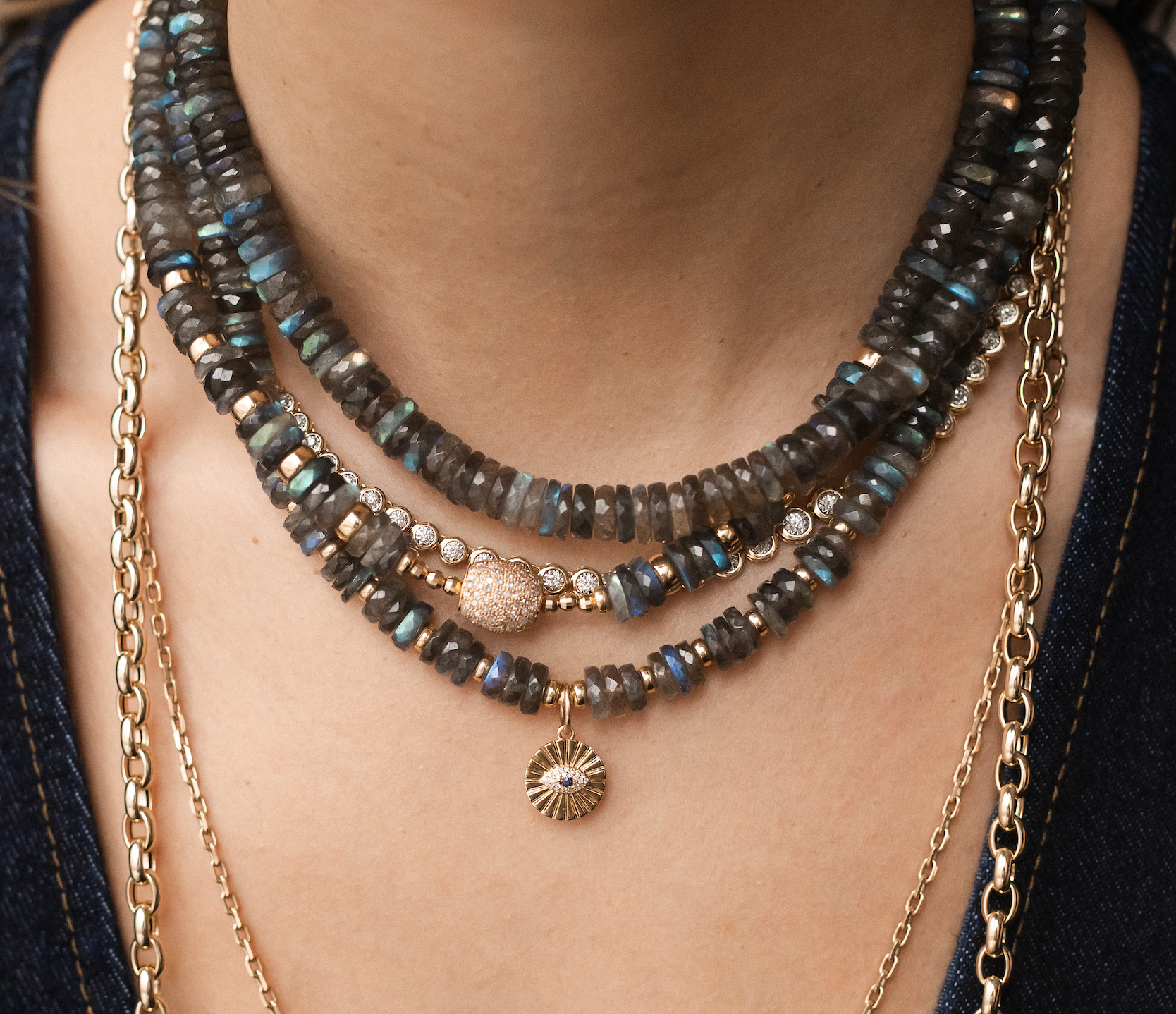 LABRADORITE BEADED NECKLACE