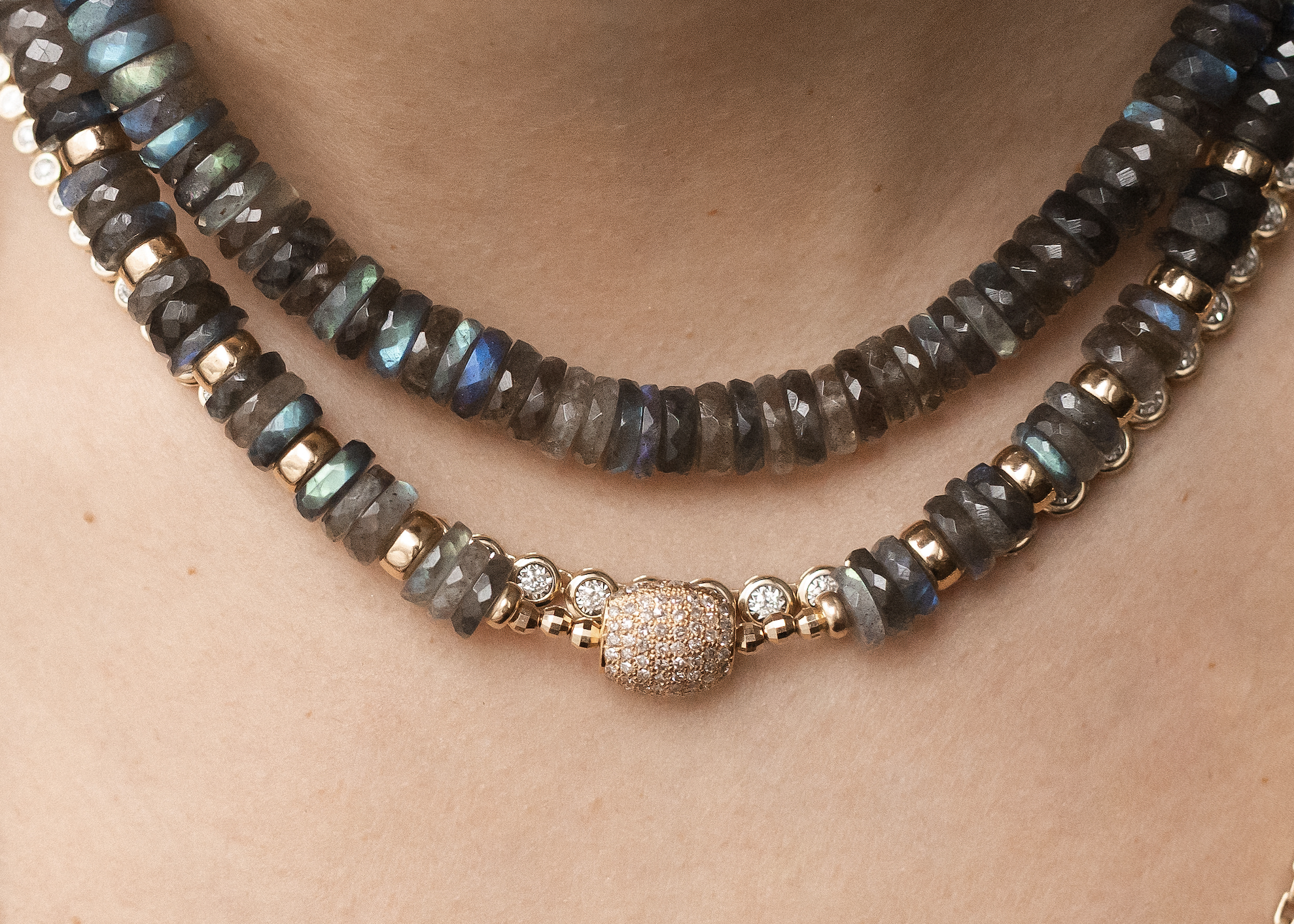 LABRADORITE & DIAMOND NECKLACE