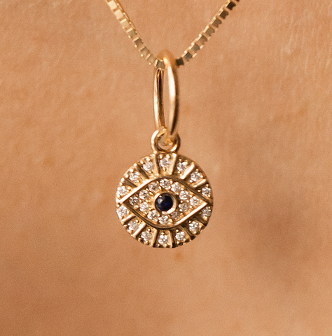 ROUND DIAMOND EVIL EYE PROTECTION CHARM