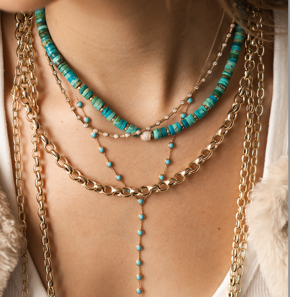 14K GOLD PUFFY ROLO CHAIN