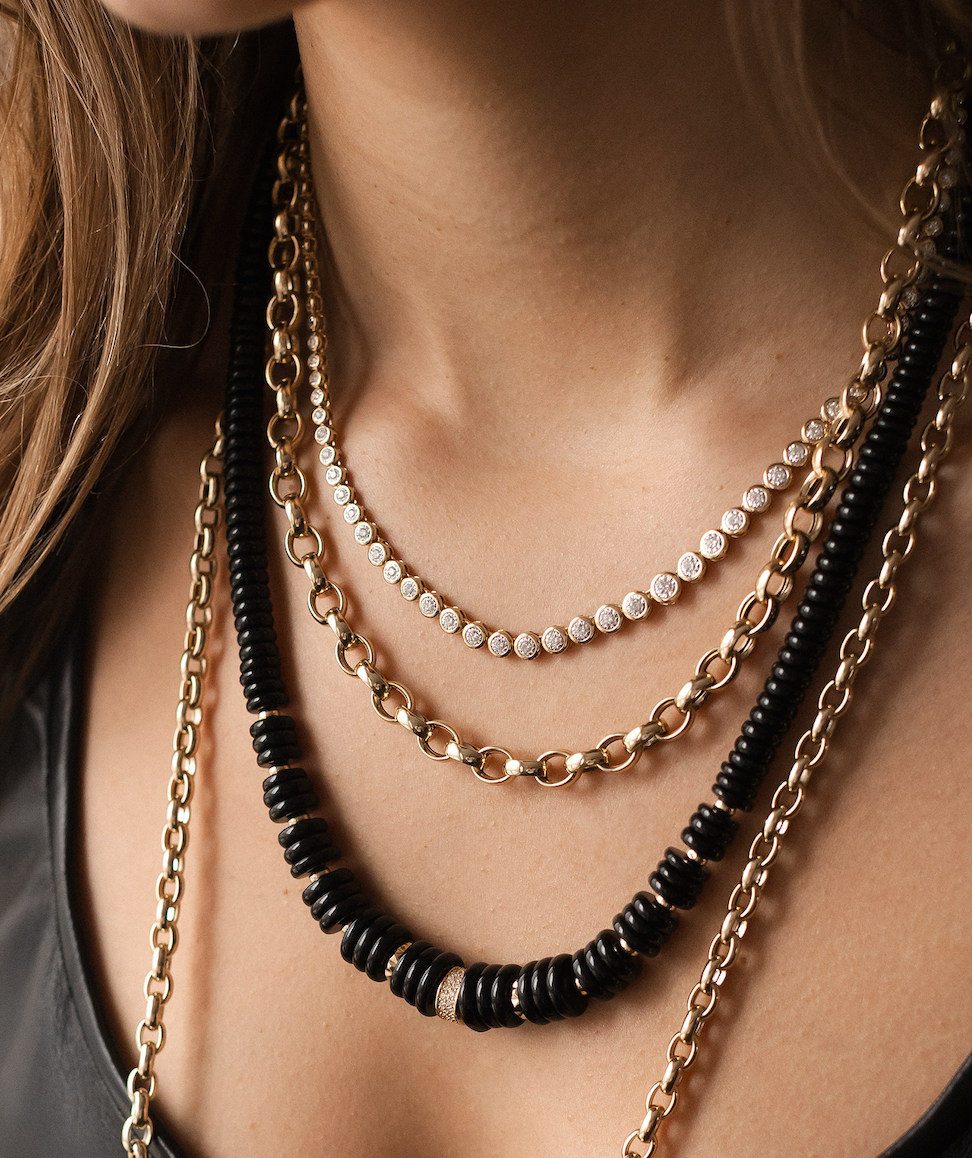 14K GOLD PUFFY ROLO CHAIN